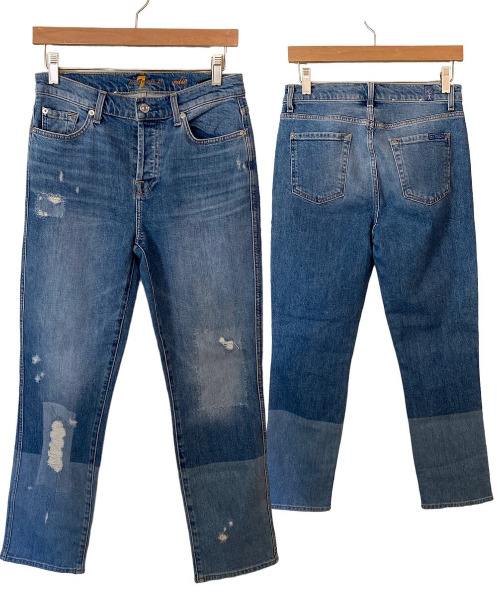 NWOT 7 For all Mankind Two toned light wash jeans Womens size 26 Edie Patchwork